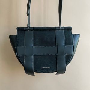 Charles & Keith canvas & faux leather crossbody